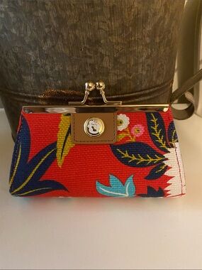 Spartina 449 Red Floral Kiss-Lock Clutch